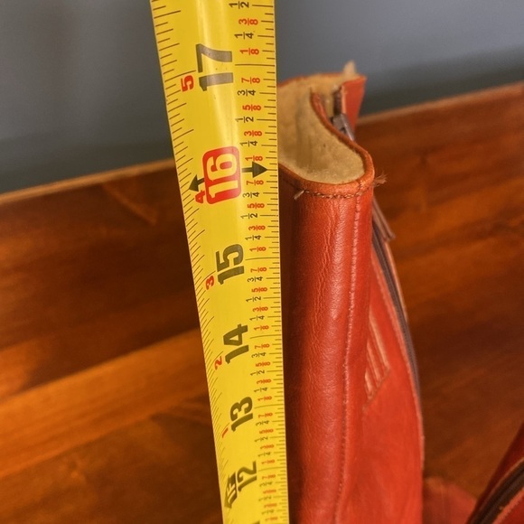 Eddie Bauer Vintage leather shearling winter tall boots wedge heel Sz 9 Rust - Picture 11 of 17